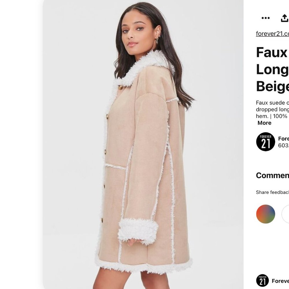 Faux Suede Button-Front Longline Coat